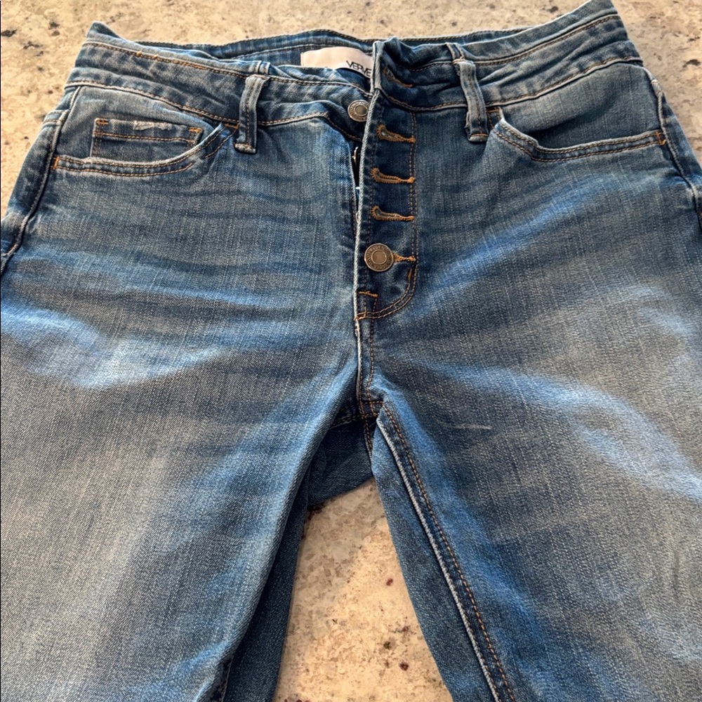 Women’s Medium Blue Boot-Cut Jeans with Button Fly